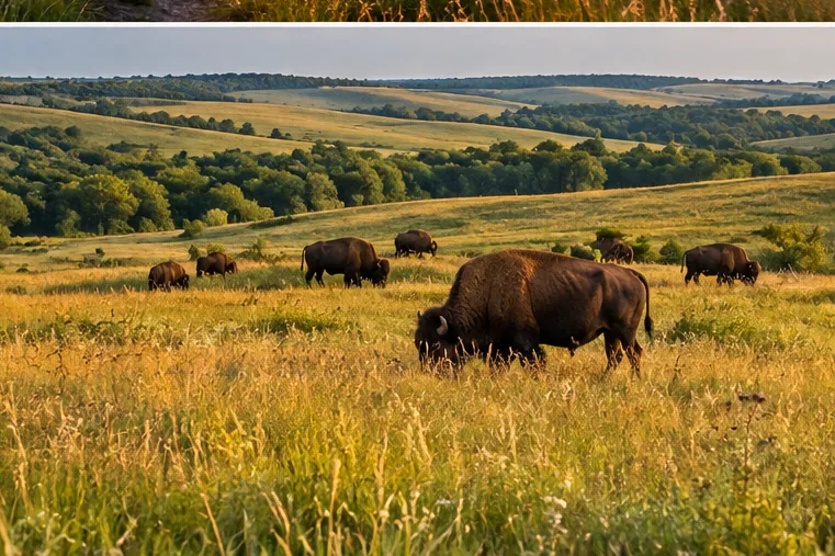 Illustrative prairie landscape for park guide